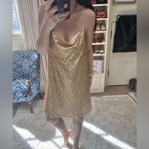 NSR Strappy Sequin Dress Rose Gold - Picture 1 of 10